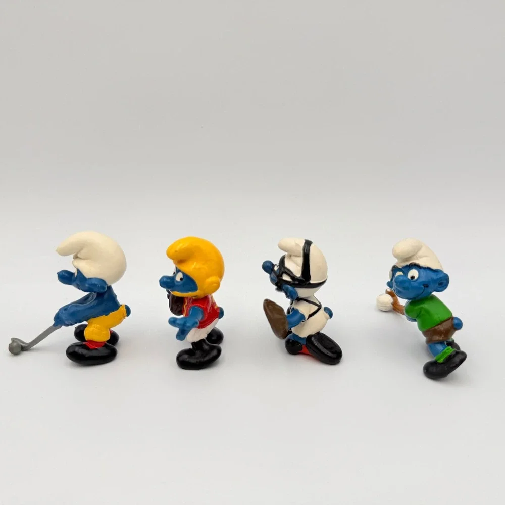 Vintage Schleich Smurfs Sports Figures Lot 1980 1981 Golf Football Baseball PVC